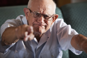 senior with mean face, Dementia and anger outbursts 