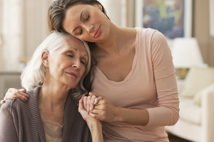 Portrait of tender mother daughter moment