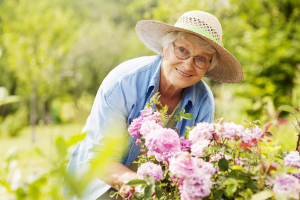 elderly woman gardening