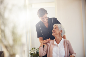 santa ana caregiver with senior client