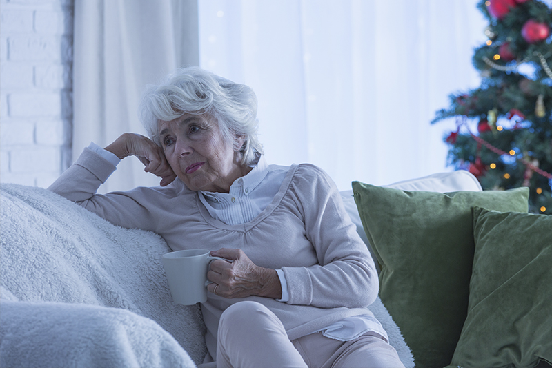 lonely senior woman during holidays