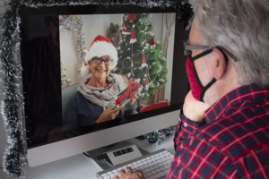 Senior man on video call for Christmas