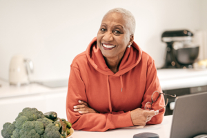 happy senior lady smiling at camera