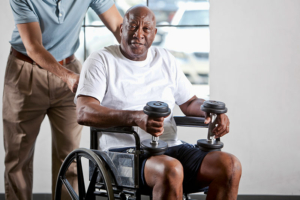 exercise routine for senior handicapped man