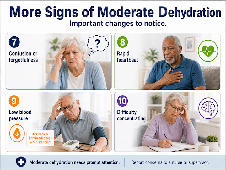 More signs of moderate dehydration in elderly home care More Signs of Moderate Dehydration in Seniors